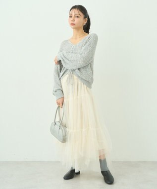 earth music&ecology ドロストニットプルオーバー Gray Mixture