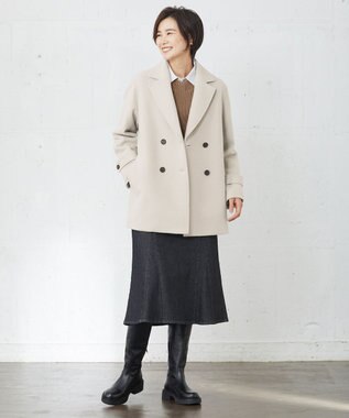 J.PRESS LADIES Jackal 140s ソフトメルトン Pコート ベージュ系