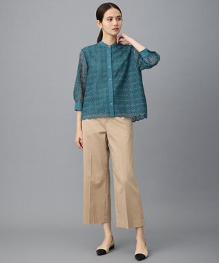 自由区 【カタログ掲載】ジオメトリックレース ブラウス ターコイズ