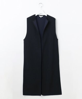 自由区 【WEB限定カラーあり・洗える】クレープストレッチニット ジレ [WEB限定]ブラック×ミッドナイト