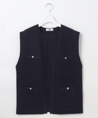 J.PRESS LADIES L 【洗える】VIS/PE ROME ニット ジレベスト ダークネイビー系