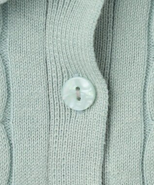 Feroux 胸元刺繍ケーブルポロ ニット ライトグリーン系