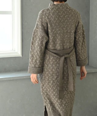 muuc 〈希少なラムウール＆高品質カシミヤ〉バスケット柄ニットワンピース ベージュ