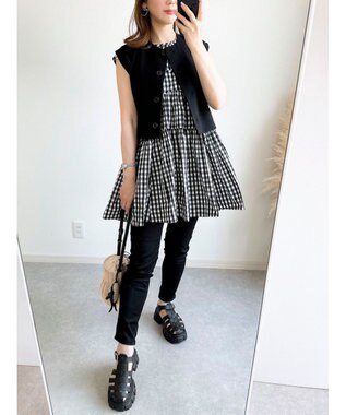 Green Parks コルセット風ミニワンピースⅡ Gingham Check