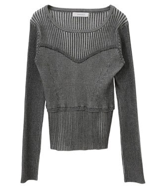 Green Parks ・ＡＮＤＳＥＡＲＣＨ　リブフェイクレイヤードニット Charcoal Gray