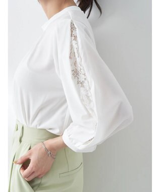 earth music&ecology レーススリーブブラウス Off White