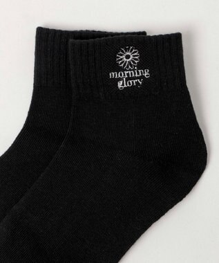 WEGO モチーフ刺繍アンクルソックス ブラック