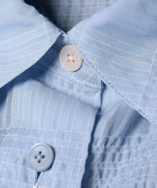 Paul Smith ワッシャーチェック シアー 長袖 シャツ ライトブルー