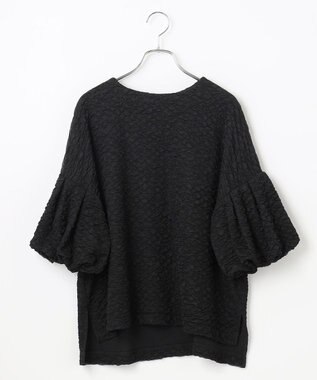 #Newans 【金子綾さんインスタライブご紹介アイテム】【洗える/セットアップ可能】ふくれジャガード パフスリーブブラウス ブラック