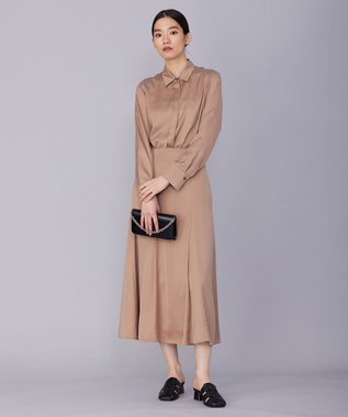 ICB 【洗える】 ルゼブフィブリルサテン スカート レディッシュブラウン系