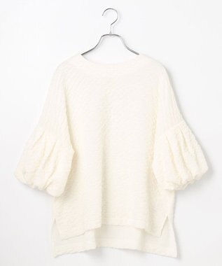 #Newans 【金子綾さんインスタライブご紹介アイテム】【洗える/セットアップ可能】ふくれジャガード パフスリーブブラウス ホワイト