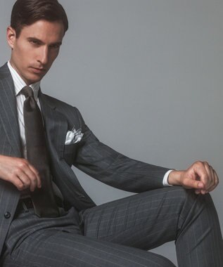 GOTAIRIKU 【CANONICO/カノニコ】 リベンジ 150's 通年スーツ（グレー×ストライプ） ライトグレー系1