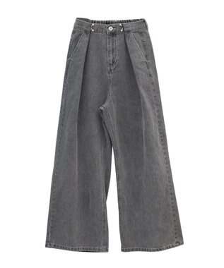 earth music&ecology タックホックデニムパンツ Light Gray