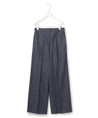 ICB 【洗える】 コットンリアクティブデニム ワイドストレートパンツ インディゴ系