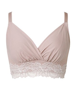 BRADELIS New York 【BRADELIS NewYork peace】綿混ハイブリッド・デイリーハートカップブラ24 バストを脇からしっかり包みホールドするノンワイヤー補正ブラ ローズベージュ