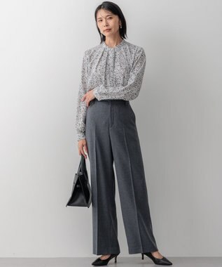 23区 S 【セットアップ対応/洗える】ウールライクカルゼ ワイド パンツ グレー系