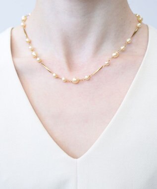 monshiro ガラスパールチェーン ショートネックレス ホワイト