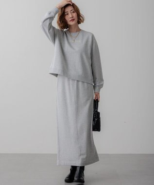 23区 S 【一部店舗限定/洗える】クリアコットンテリー セットアップ ロゴ スウェット ライトグレー系