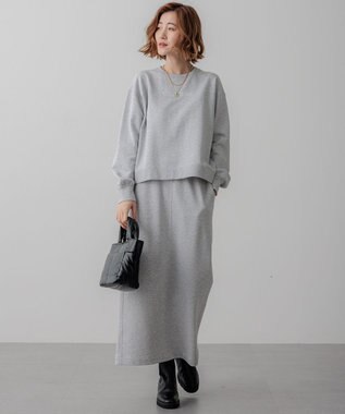 23区 S 【一部店舗限定/洗える】クリアコットンテリー セットアップ ロゴ スウェット ライトグレー系