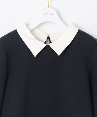 ANY SIS 【WEB・一部店舗限定】カットジャカード襟付き2WAY セットアップ ネイビー系