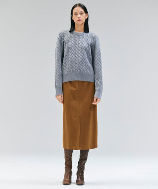 BEIGE， 【洗える】SEDONA / ウールカシミヤケーブルニット Gray