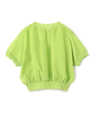 BEIGE， 【洗える・Oggi 7月号掲載】LUPINUS / リネン混半袖プルオーバーギャザーニット Lime