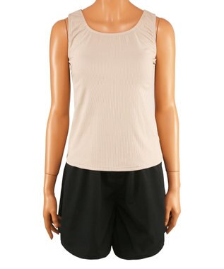 San-ai Resort（三愛水着楽園） WEB限定【紫外線カット(UPF50＋)】リブ素材ラッシュガード付 4点セット水着 ベージュ