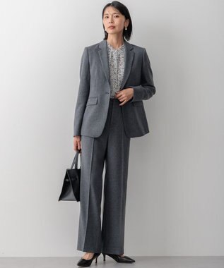 23区 S 【セットアップ対応/洗える】ウールライクカルゼ ワイド パンツ グレー系