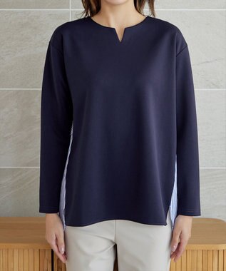 Tiaclasse 【洗える】バックフレアダイバープルオーバー ネイビー