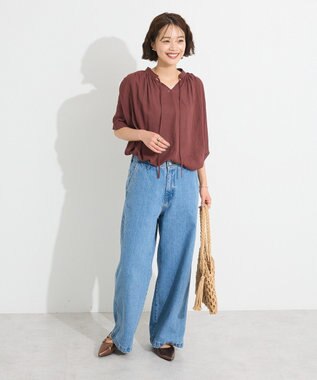 CRAFT STANDARD BOUTIQUE ヴィンテージボイルタイ付ブラウス Brown