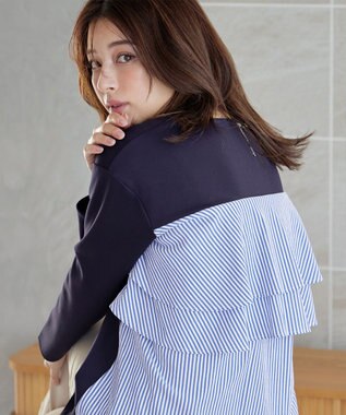 Tiaclasse 【洗える】バックフレアダイバープルオーバー ネイビー