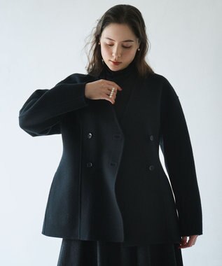 #Newans ウエストシェイプリバーコート ブラック