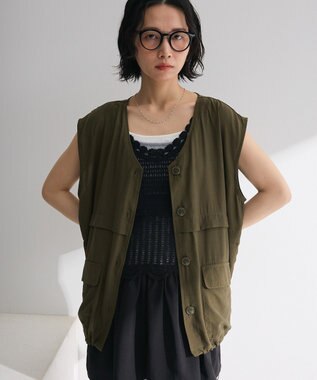 Green Parks シアーミリタリーベスト Khaki