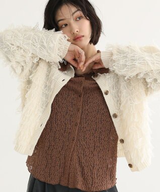 Green Parks カットレースシャツプルオーバー Brown