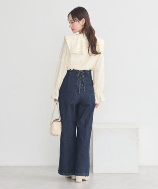 earth music&ecology フロントZIPバックレースアップデニム インディゴ