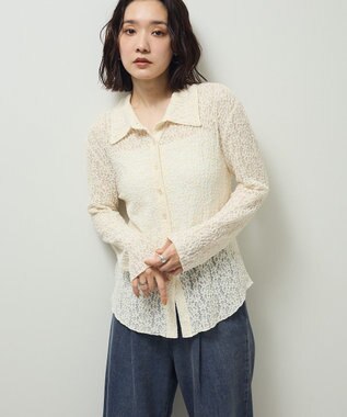 Green Parks カットレースシャツプルオーバー Ivory