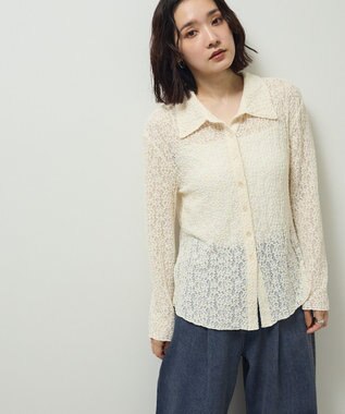 Green Parks カットレースシャツプルオーバー Ivory