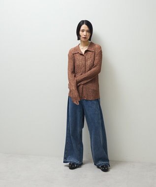 Green Parks カットレースシャツプルオーバー Brown