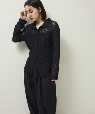 Green Parks カットレースシャツプルオーバー Black