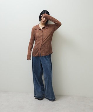 Green Parks カットレースシャツプルオーバー Brown