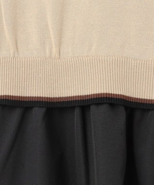 Feroux 【洗える】ニットドッキング ボウタイワンピース ベージュ系