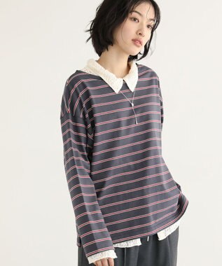 Green Parks カットレースシャツプルオーバー Black