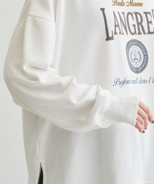 Green Parks 裏毛エンブレムパーカーチュニック Off White