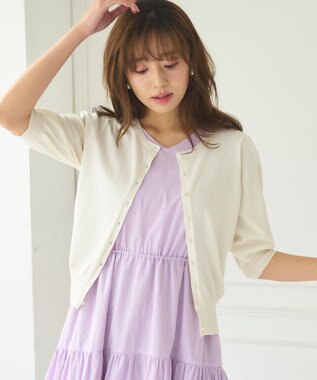 Feroux 【接触冷感・UVカット】ハーフスリーブ カーディガン ホワイト系