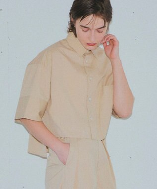 NAVE 【ReNAVE・セットアップ可/洗える/接触冷感/UVケア】コットンポリブロード クロップドシャツ ベージュ系