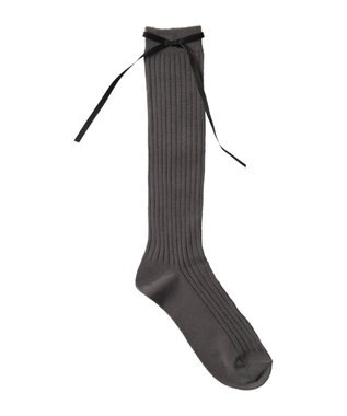 WEGO リボンリブハイソックス グレー