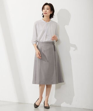 J.PRESS LADIES S 【セットアップ対応・洗える・UVケア・速乾】 OXIJEWELストレッチ スカート ライトグレー系