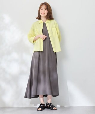 ANY コットンエアーウォッシュ5分袖シャツ イエロー