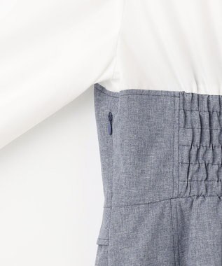 Feroux 【洗える】シャツドッキング ワンピース ネイビー系