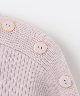 ANY SIS 【洗える】リブコンビボタン ニット ローズグレー